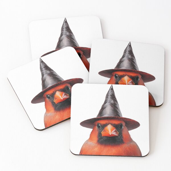 Item preview, Northern Cardinal bird Wearing Halloween Witch Hat designed and sold by LazyOwlStore.