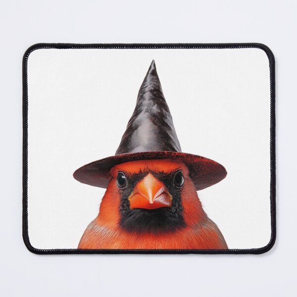Item preview, Northern Cardinal bird Wearing Halloween Witch Hat designed and sold by LazyOwlStore.
