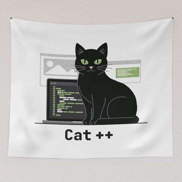 Item preview, Cat++ Black Cat Programmer Art designed and sold by Code  Monkeys.