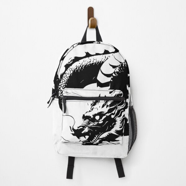 Item preview, rising dragon in bold black and white, drawn with expressive brush and ink in japanese style designed and sold by zephstudoartist.