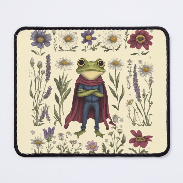 Item preview, Cottagecore Hero Frog with Wildflowers – Vintage Floral Grid Art designed and sold by Void & Valor.