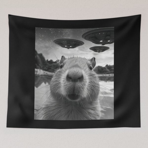 Item preview, Funny Graphic Capybara Selfie with UFOs Men Women designed and sold by MOHAMED FRASER.