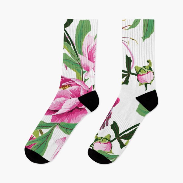 Item preview, Illustration bleeding heart (Dicentra spectabilis), peony, lilies pink flowers background. designed and sold by MatyKotiv.