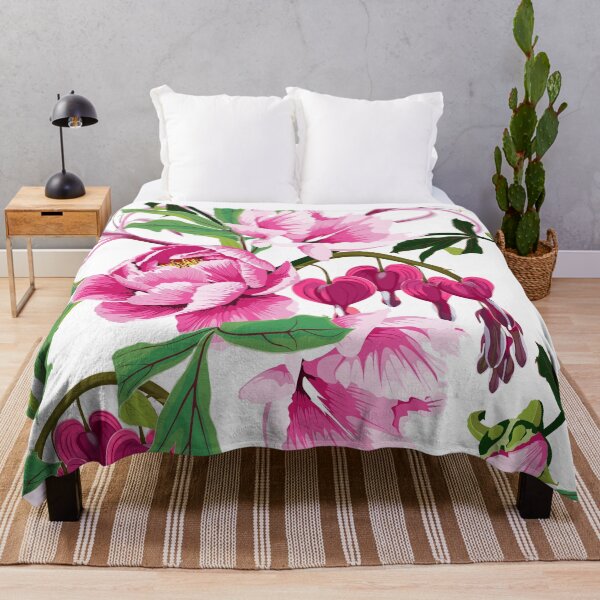 Item preview, Illustration bleeding heart (Dicentra spectabilis), peony, lilies pink flowers background. designed and sold by MatyKotiv.