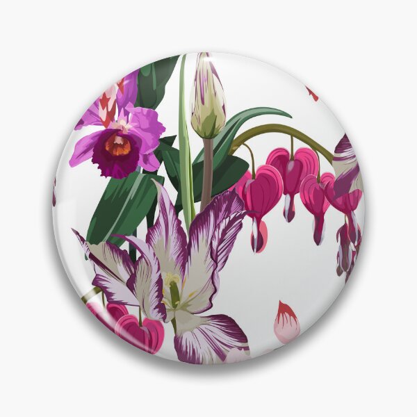 Item preview, Illustration bleeding heart (Dicentra spectabilis), orchids and tulips exotic tropical background. designed and sold by MatyKotiv.