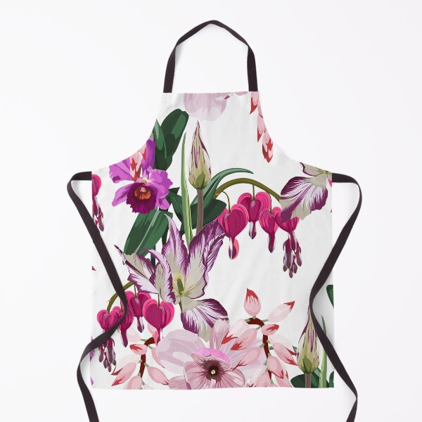 Item preview, Illustration bleeding heart (Dicentra spectabilis), orchids and tulips exotic tropical background. designed and sold by MatyKotiv.