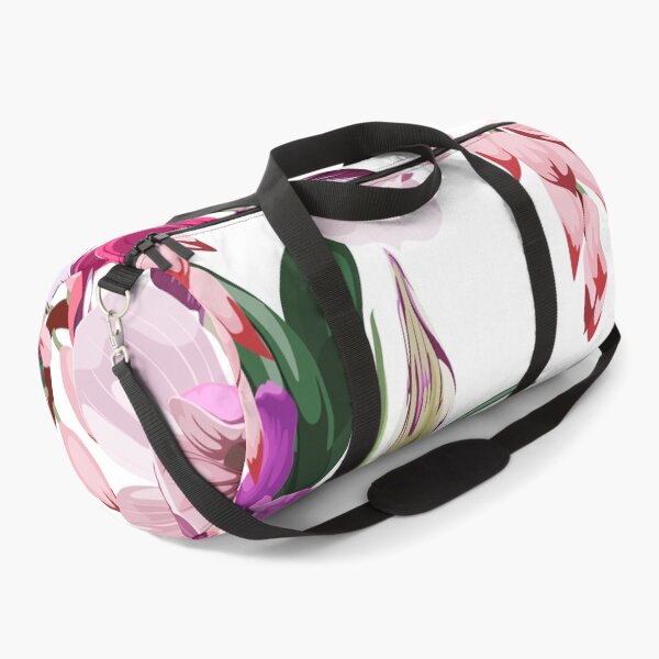 Item preview, Illustration bleeding heart (Dicentra spectabilis), orchids and tulips exotic tropical background. designed and sold by MatyKotiv.