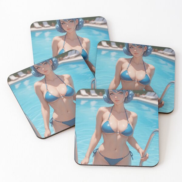 Item preview, Anime Girl Bikini Blue Hair Pool designed and sold by kenvel.