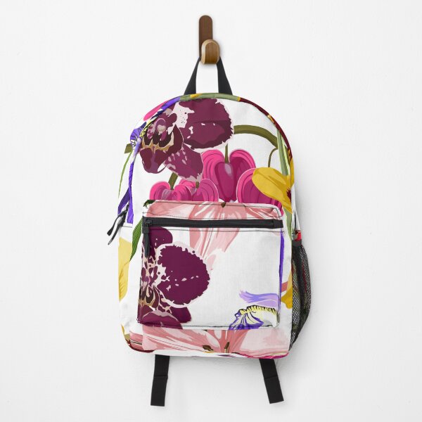 Item preview, Illustration bleeding heart (Dicentra spectabilis), irys, lilies, orchids flowers background. designed and sold by MatyKotiv.
