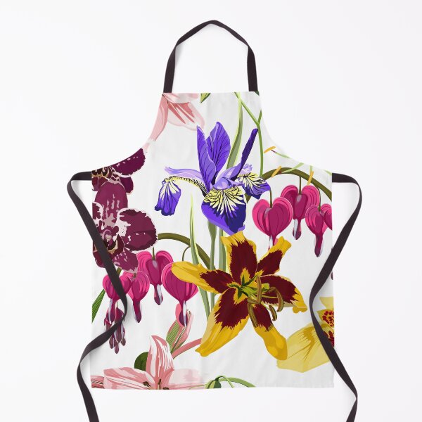 Item preview, Illustration bleeding heart (Dicentra spectabilis), irys, lilies, orchids flowers background. designed and sold by MatyKotiv.