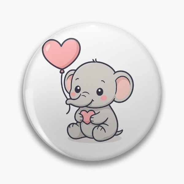 Item preview, Cute Elephant with Heart Balloon – Sweet and Kawaii Illustration designed and sold by neopeIina.