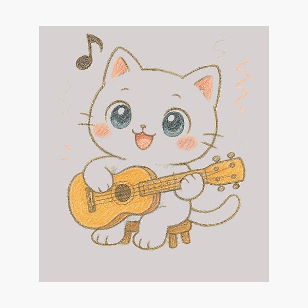 Item preview, Singing Cat with Guitar, Purrfectly Musical Vibes, cat lover designed and sold by johnnie2749.