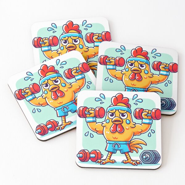 Item preview, Funny Gym Chicken Lifting Dumbbells designed and sold by Linework Studio.