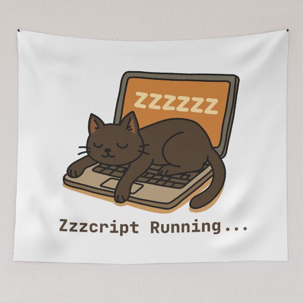 Item preview, Sleeping Cat on Laptop Coding designed and sold by Code  Monkeys.