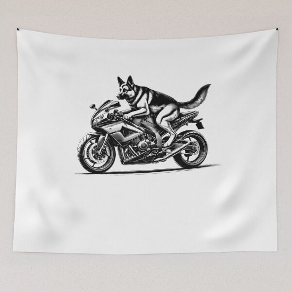 Item preview, Cool German Shepherd Riding a Motorcycle Biker Dog Lover designed and sold by Kimberley King Art  King Art.