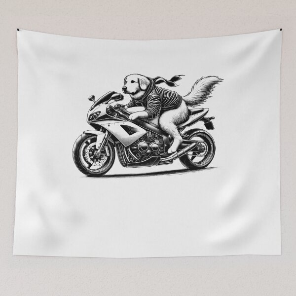 Item preview, Cool Golden Retriever Riding a Motorcycle Biker Dog Lover designed and sold by Kimberley King Art  King Art.