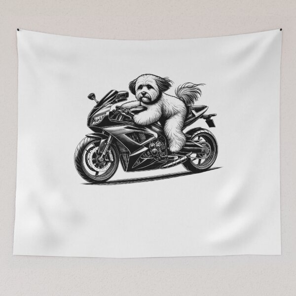 Item preview, Cool Havanese Riding a Motorcycle Biker Dog Lover designed and sold by Kimberley King Art  King Art.