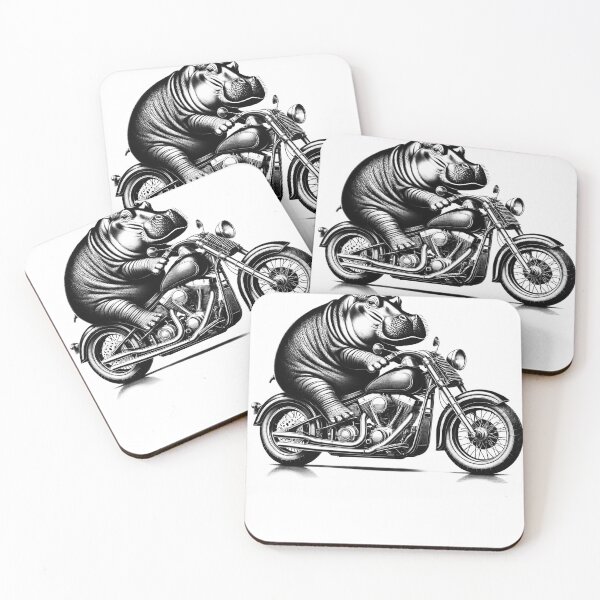 Item preview, Cool Hippo Riding a Motorcycle Biker Hippo Lover designed and sold by Kimberley King Art  King Art.