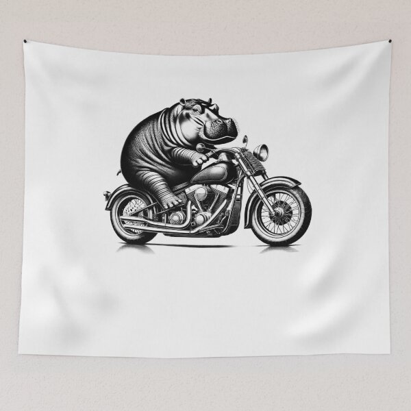 Item preview, Cool Hippo Riding a Motorcycle Biker Hippo Lover designed and sold by Kimberley King Art  King Art.