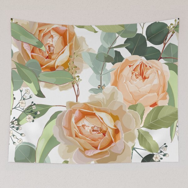 Item preview, Illustration roses and eucaliptus exotic garden background. designed and sold by MatyKotiv.