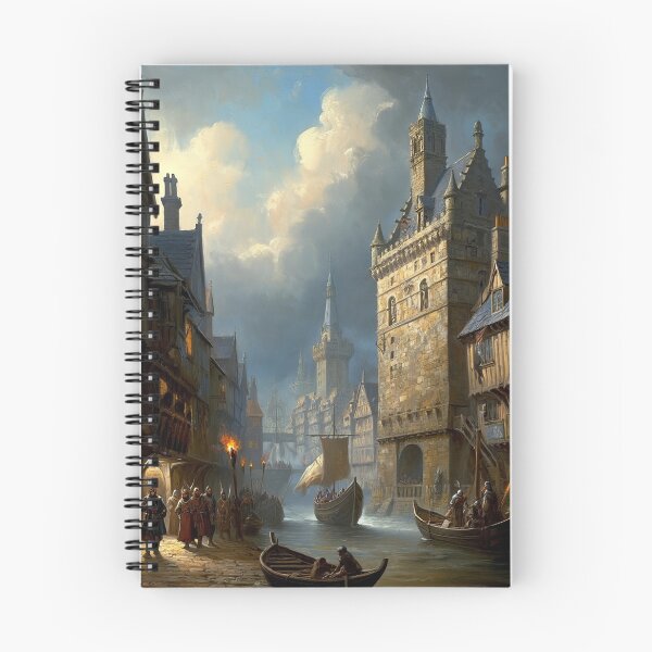 Item preview, Medieval city streets painting art designed and sold by Vintage Designs +.