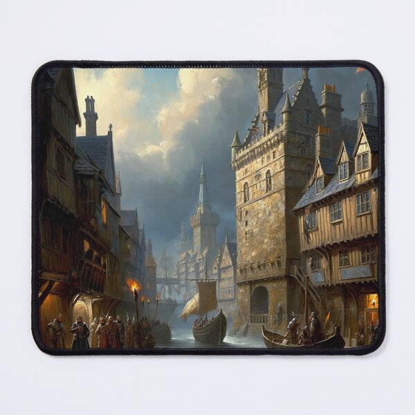 Item preview, Medieval city streets painting art designed and sold by Vintage Designs +.
