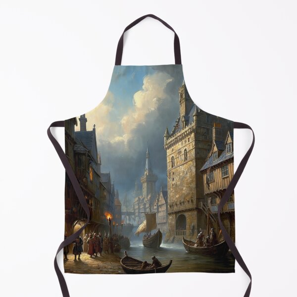 Item preview, Medieval city streets painting art designed and sold by Vintage Designs +.