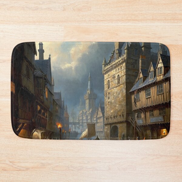 Item preview, Medieval city streets painting art designed and sold by Vintage Designs +.