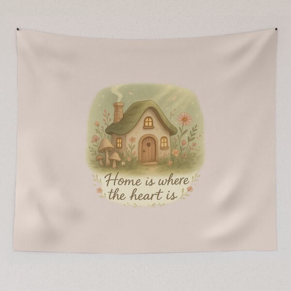 Item preview, Home is Where the Heart Is – Cottagecore Whimsical Cottage Art designed and sold by Bratak.