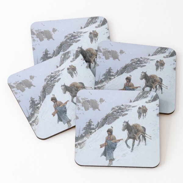 Item preview, Native American Hunters In Mountains - Vintage American Western  designed and sold by VintageSpaceArt.