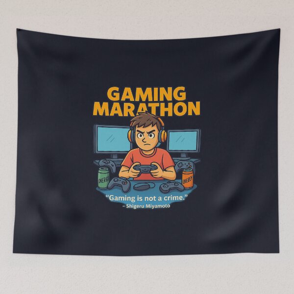 Item preview, Gaming Marathon – Gamer Lifestyle Illustration designed and sold by Bratak.