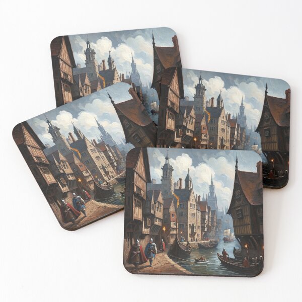 Item preview,  Medieval city streets painting art designed and sold by Vintage Designs +.