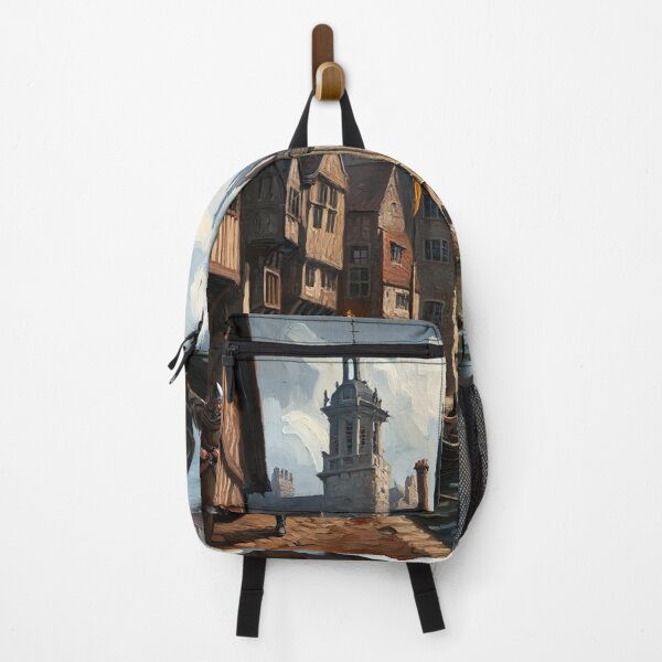 Item preview, Medieval city streets painting art designed and sold by Vintage Designs +.
