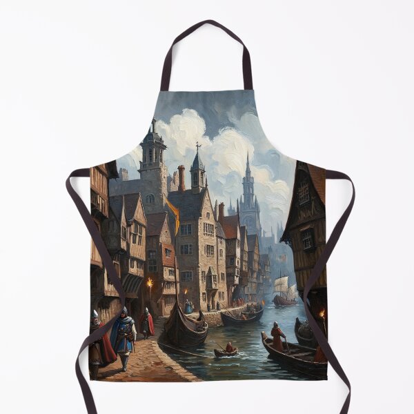 Item preview, Medieval city streets painting art designed and sold by Vintage Designs +.