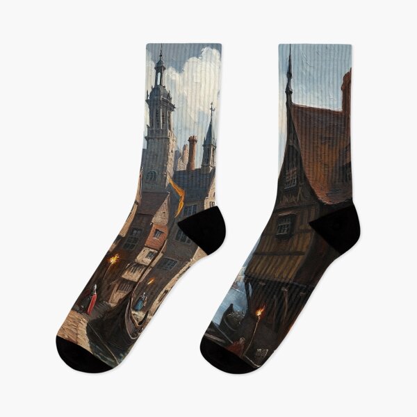 Item preview,  Medieval city streets painting art designed and sold by Vintage Designs +.