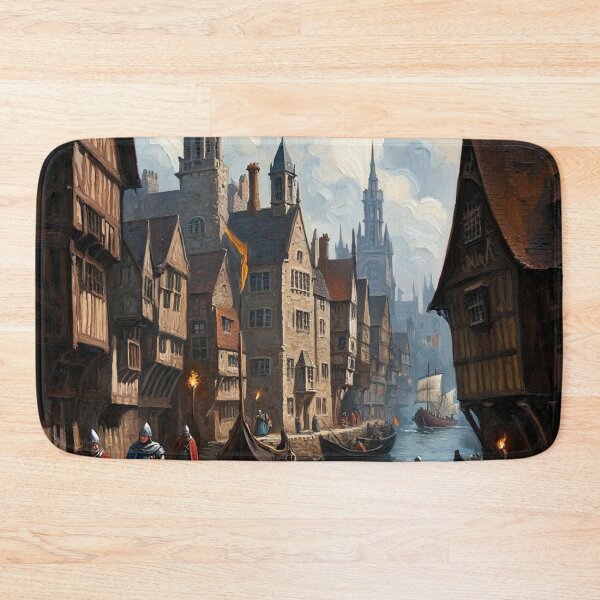 Item preview,  Medieval city streets painting art designed and sold by Vintage Designs +.