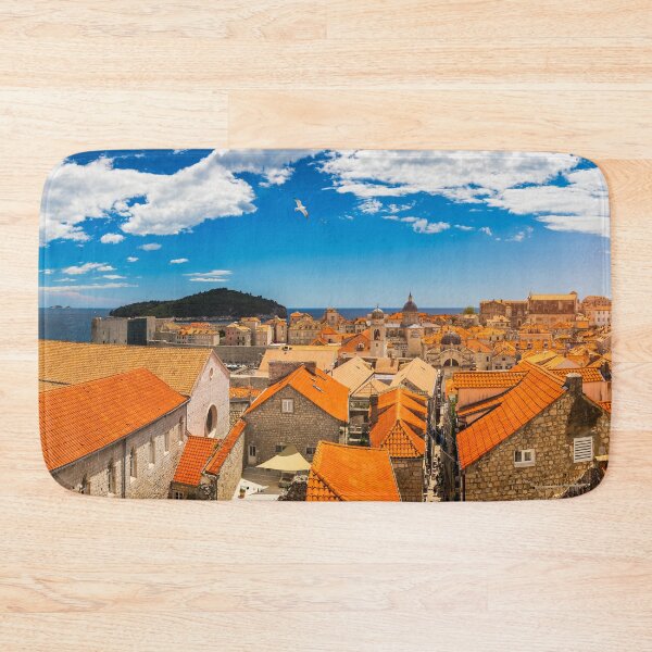 Item preview, The aerial view of Dubrovnik, a city in southern Croatia fronting the Adriatic Sea, Europe. Old city center of famous town Dubrovnik, Croatia. Dubrovnik historic city of Croatia in Dalmatia.  designed and sold by Framed Horizons.