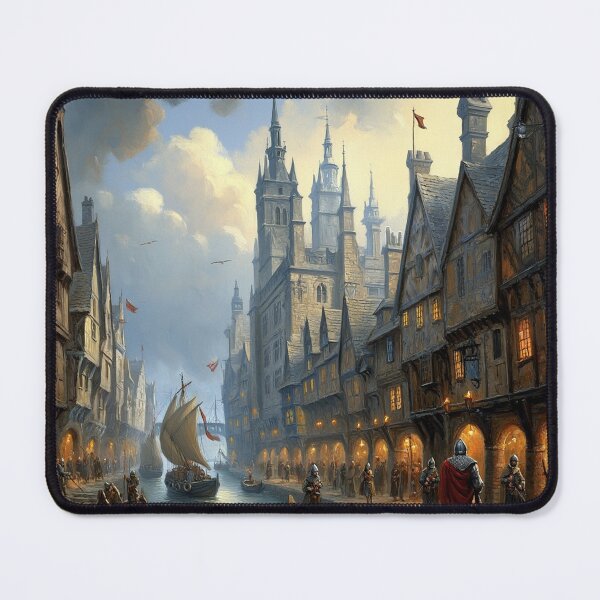 Item preview,  Medieval city streets painting art designed and sold by Vintage Designs +.