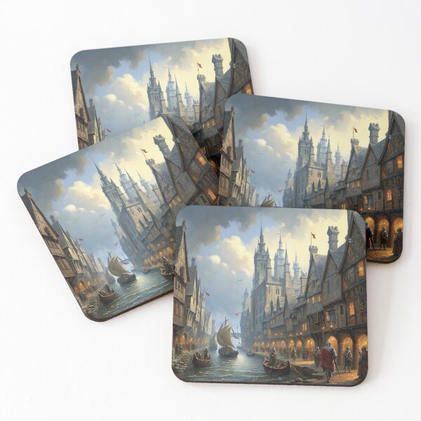 Item preview,  Medieval city streets painting art designed and sold by Vintage Designs +.