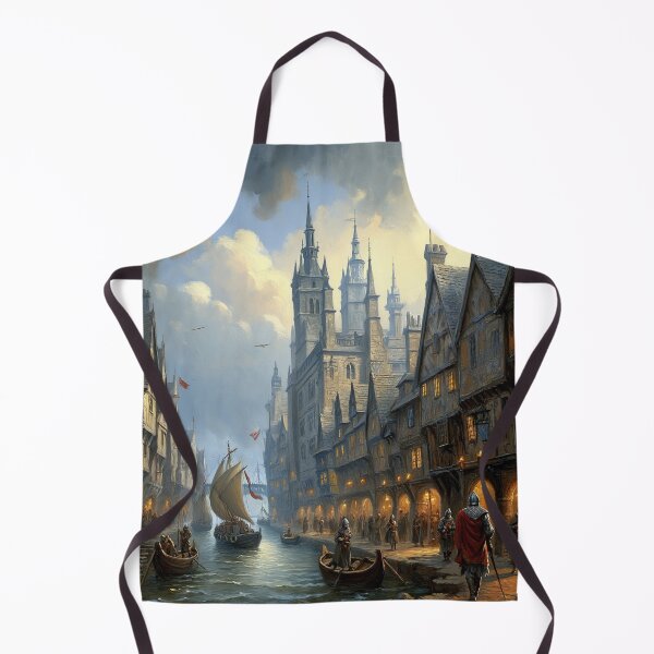 Item preview, Medieval city streets painting art designed and sold by Vintage Designs +.