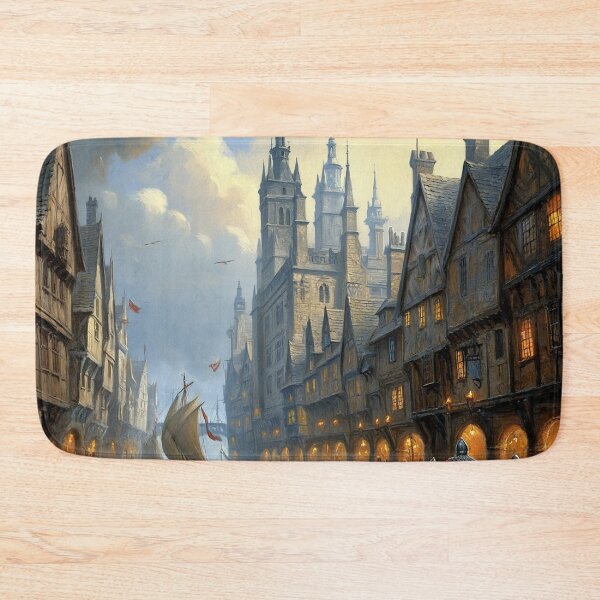 Item preview,  Medieval city streets painting art designed and sold by Vintage Designs +.