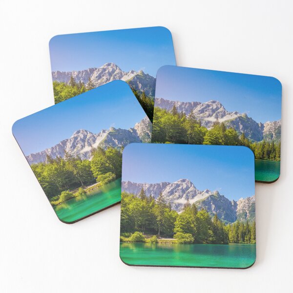 Item preview, Picturesque lake Lago Fusine in Italy. Fusine lake with Mangart peak on background. Popular travel destination of Julian Alps. Location: Tarvisio comune , Province of Udine, Italy, Europe. designed and sold by Framed Horizons.