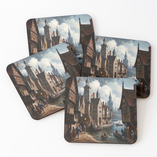 Item preview,  Medieval city streets painting art designed and sold by Vintage Designs +.