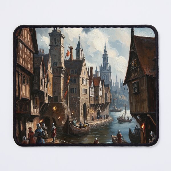 Item preview, Medieval city streets painting art designed and sold by Vintage Designs +.
