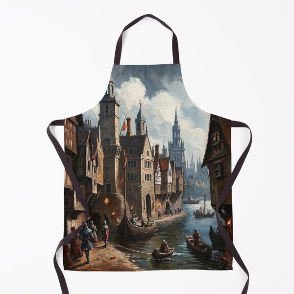 Item preview, Medieval city streets painting art designed and sold by Vintage Designs +.