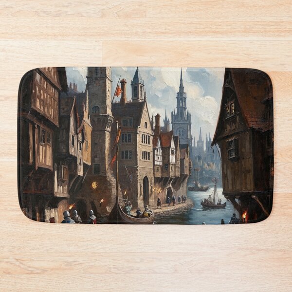 Item preview,  Medieval city streets painting art designed and sold by Vintage Designs +.