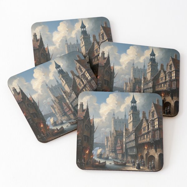 Item preview,  Medieval city streets painting art designed and sold by Vintage Designs +.