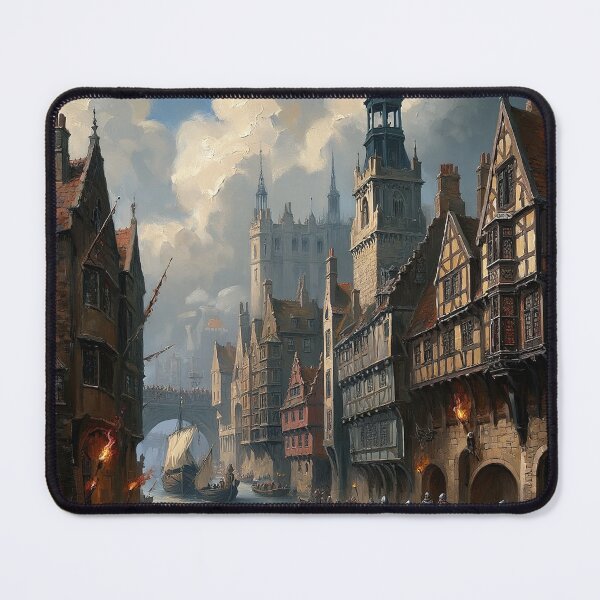 Item preview, Medieval city streets painting art designed and sold by Vintage Designs +.