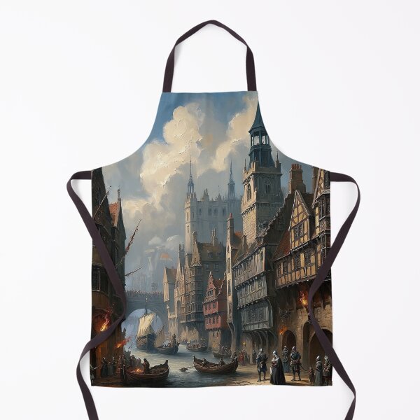 Item preview, Medieval city streets painting art designed and sold by Vintage Designs +.