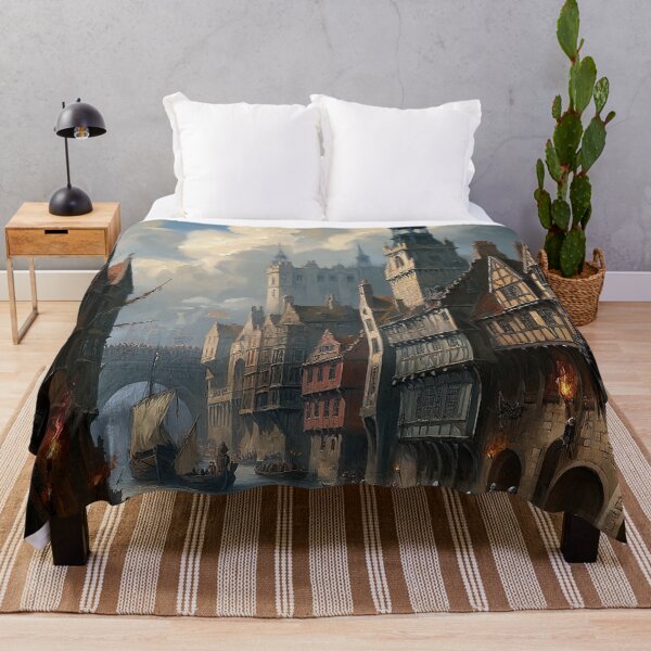 Item preview,  Medieval city streets painting art designed and sold by Vintage Designs +.